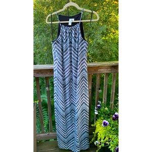 SOHO Apparel Ltd Blue & Gray Chevron Halter Maxi 6